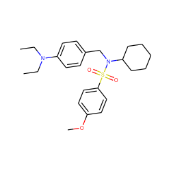 CCN(CC)c1ccc(CN(C2CCCCC2)S(=O)(=O)c2ccc(OC)cc2)cc1 ZINC000095592401