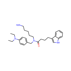 CCN(CC)c1ccc(CN(CCCCCN)C(=O)CCCc2c[nH]c3ccccc23)cc1 ZINC000028825926