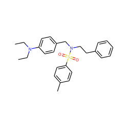 CCN(CC)c1ccc(CN(CCc2ccccc2)S(=O)(=O)c2ccc(C)cc2)cc1 ZINC000095590133