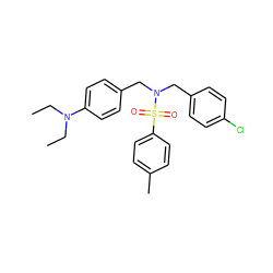 CCN(CC)c1ccc(CN(Cc2ccc(Cl)cc2)S(=O)(=O)c2ccc(C)cc2)cc1 ZINC000095588354