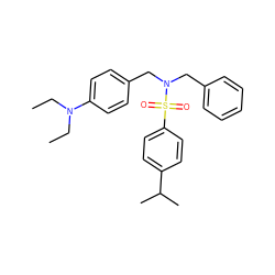 CCN(CC)c1ccc(CN(Cc2ccccc2)S(=O)(=O)c2ccc(C(C)C)cc2)cc1 ZINC000095585938