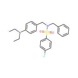 CCN(CC)c1ccc(CN(Cc2ccccc2)S(=O)(=O)c2ccc(F)cc2)cc1 ZINC000095588722