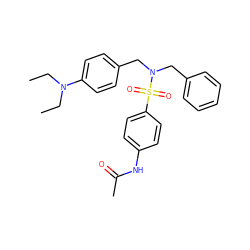 CCN(CC)c1ccc(CN(Cc2ccccc2)S(=O)(=O)c2ccc(NC(C)=O)cc2)cc1 ZINC000095591312