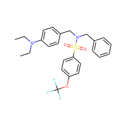 CCN(CC)c1ccc(CN(Cc2ccccc2)S(=O)(=O)c2ccc(OC(F)(F)F)cc2)cc1 ZINC000095589485