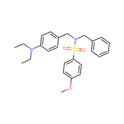 CCN(CC)c1ccc(CN(Cc2ccccc2)S(=O)(=O)c2ccc(OC)cc2)cc1 ZINC000095590393