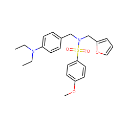 CCN(CC)c1ccc(CN(Cc2ccco2)S(=O)(=O)c2ccc(OC)cc2)cc1 ZINC000095586027