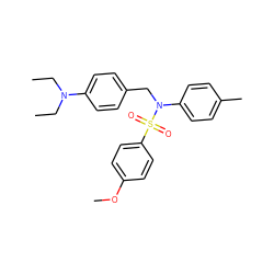 CCN(CC)c1ccc(CN(c2ccc(C)cc2)S(=O)(=O)c2ccc(OC)cc2)cc1 ZINC000095585740