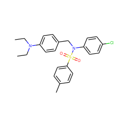 CCN(CC)c1ccc(CN(c2ccc(Cl)cc2)S(=O)(=O)c2ccc(C)cc2)cc1 ZINC000095585044