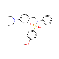 CCN(CC)c1ccc(CN(c2ccccc2)S(=O)(=O)c2ccc(OC)cc2)cc1 ZINC000095589721