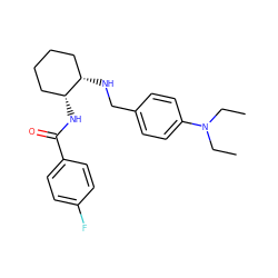 CCN(CC)c1ccc(CN[C@H]2CCCC[C@H]2NC(=O)c2ccc(F)cc2)cc1 ZINC000169350875