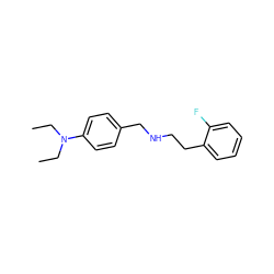 CCN(CC)c1ccc(CNCCc2ccccc2F)cc1 ZINC000002181902