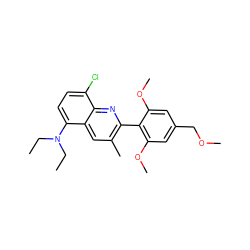 CCN(CC)c1ccc(Cl)c2nc(-c3c(OC)cc(COC)cc3OC)c(C)cc12 ZINC000095578981