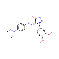 CCN(CC)c1ccc(N/N=C2\C(=O)NN=C2c2ccc(OC)c(OC)c2)cc1 ZINC000053227587