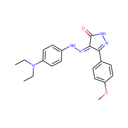 CCN(CC)c1ccc(N/N=C2\C(=O)NN=C2c2ccc(OC)cc2)cc1 ZINC000053271408