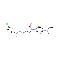 CCN(CC)c1ccc(N2C[C@H](CNC(=O)c3ccc(Cl)s3)OC2=O)cc1 ZINC000034341550