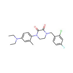 CCN(CC)c1ccc(N2CCN(Cc3ccc(F)cc3Cl)C(=O)C2=O)c(C)c1 ZINC000095565112