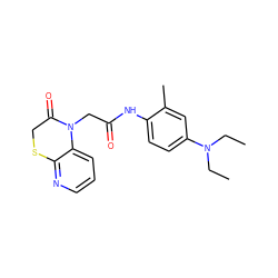 CCN(CC)c1ccc(NC(=O)CN2C(=O)CSc3ncccc32)c(C)c1 ZINC000004912970