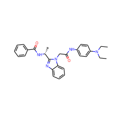 CCN(CC)c1ccc(NC(=O)Cn2c([C@@H](C)NC(=O)c3ccccc3)nc3ccccc32)cc1 ZINC000002625701