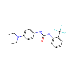 CCN(CC)c1ccc(NC(=O)Nc2ccccc2C(F)(F)F)cc1 ZINC000002852551