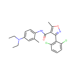 CCN(CC)c1ccc(NC(=O)c2c(-c3c(Cl)cccc3Cl)noc2C)c(C)c1 ZINC000028119241