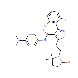 CCN(CC)c1ccc(NC(=O)c2c(-c3c(Cl)cccc3Cl)noc2CCN2C(=O)CCC2(C)C)cc1 ZINC000028378390