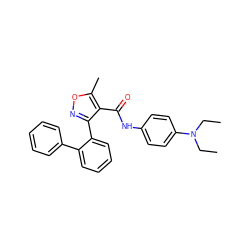 CCN(CC)c1ccc(NC(=O)c2c(-c3ccccc3-c3ccccc3)noc2C)cc1 ZINC000028132807