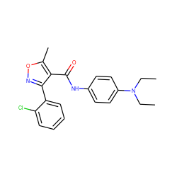 CCN(CC)c1ccc(NC(=O)c2c(-c3ccccc3Cl)noc2C)cc1 ZINC000000996570