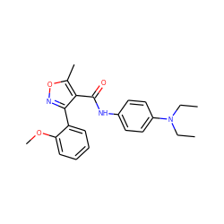 CCN(CC)c1ccc(NC(=O)c2c(-c3ccccc3OC)noc2C)cc1 ZINC000028137233