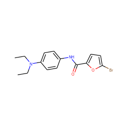 CCN(CC)c1ccc(NC(=O)c2ccc(Br)o2)cc1 ZINC000000171013