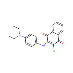 CCN(CC)c1ccc(NC2=C(Cl)C(=O)c3ccccc3C2=O)cc1 ZINC000001232573