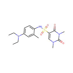 CCN(CC)c1ccc(NS(=O)(=O)c2cn(C)c(=O)n(C)c2=O)c(C)c1 ZINC000004270150