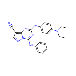 CCN(CC)c1ccc(Nc2nc(Nc3ccccc3)n3ncc(C#N)c3n2)cc1 ZINC000028707944