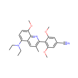 CCN(CC)c1ccc(OC)c2nc(-c3c(OC)cc(C#N)cc3OC)c(C)cc12 ZINC000095580656