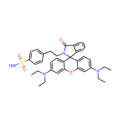 CCN(CC)c1ccc2c(c1)Oc1cc(N(CC)CC)ccc1C21c2ccccc2C(=O)N1CCc1ccc(S(N)(=O)=O)cc1 ZINC000072178811