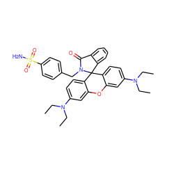 CCN(CC)c1ccc2c(c1)Oc1cc(N(CC)CC)ccc1C21c2ccccc2C(=O)N1Cc1ccc(S(N)(=O)=O)cc1 ZINC000072179765