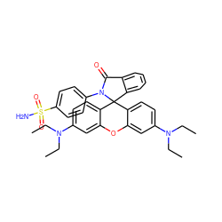 CCN(CC)c1ccc2c(c1)Oc1cc(N(CC)CC)ccc1C21c2ccccc2C(=O)N1c1ccc(S(N)(=O)=O)cc1 ZINC000072179758