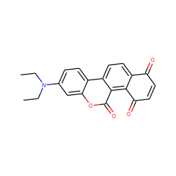 CCN(CC)c1ccc2c(c1)oc(=O)c1c3c(ccc12)C(=O)C=CC3=O ZINC001772598536