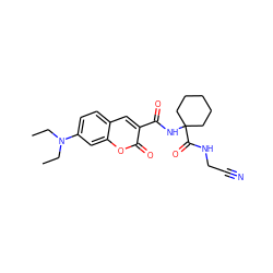 CCN(CC)c1ccc2cc(C(=O)NC3(C(=O)NCC#N)CCCCC3)c(=O)oc2c1 ZINC000095560133