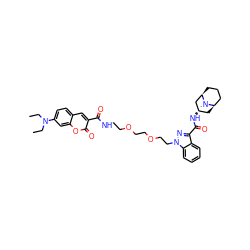 CCN(CC)c1ccc2cc(C(=O)NCCOCCOCCn3nc(C(=O)N[C@H]4C[C@@H]5CCC[C@H](C4)N5C)c4ccccc43)c(=O)oc2c1 ZINC000150590990