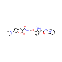 CCN(CC)c1ccc2cc(C(=O)NCCOc3cccc4c(C(=O)N[C@H]5C[C@@H]6CCC[C@H](C5)N6C)nn(C)c34)c(=O)oc2c1 ZINC000103225009