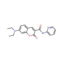 CCN(CC)c1ccc2cc(C(=O)Nc3ccccn3)c(=O)oc2c1 ZINC000000499608