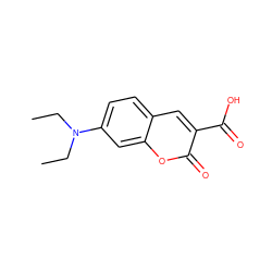 CCN(CC)c1ccc2cc(C(=O)O)c(=O)oc2c1 ZINC000169365471