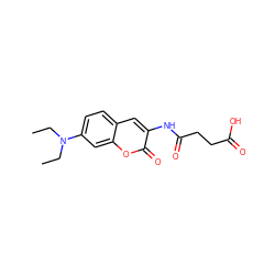 CCN(CC)c1ccc2cc(NC(=O)CCC(=O)O)c(=O)oc2c1 ZINC000002484112