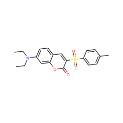 CCN(CC)c1ccc2cc(S(=O)(=O)c3ccc(C)cc3)c(=O)oc2c1 ZINC000001616710