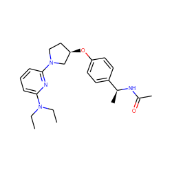 CCN(CC)c1cccc(N2CC[C@@H](Oc3ccc([C@H](C)NC(C)=O)cc3)C2)n1 ZINC000169709900