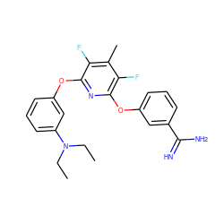 CCN(CC)c1cccc(Oc2nc(Oc3cccc(C(=N)N)c3)c(F)c(C)c2F)c1 ZINC000013474015