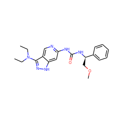 CCN(CC)c1n[nH]c2cc(NC(=O)N[C@H](COC)c3ccccc3)ncc12 ZINC001772583553