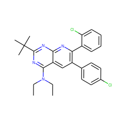 CCN(CC)c1nc(C(C)(C)C)nc2nc(-c3ccccc3Cl)c(-c3ccc(Cl)cc3)cc12 ZINC000040875179