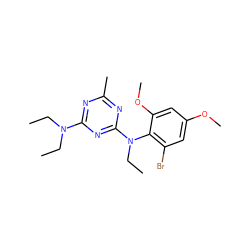 CCN(CC)c1nc(C)nc(N(CC)c2c(Br)cc(OC)cc2OC)n1 ZINC000013794511