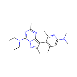 CCN(CC)c1nc(C)nc2c(-c3c(C)cc(N(C)C)nc3C)c(C)nn12 ZINC000040408029